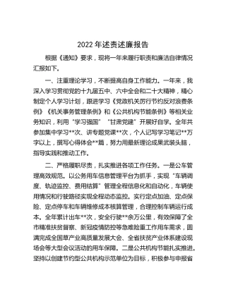 2022年述责述廉报告1800字