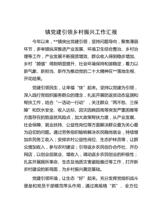 乡镇党建引领乡村振兴工作汇报