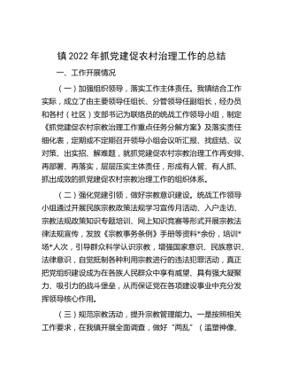 乡镇2022年抓党建促农村治理工作的总结