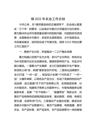 乡镇2022年农业工作总结