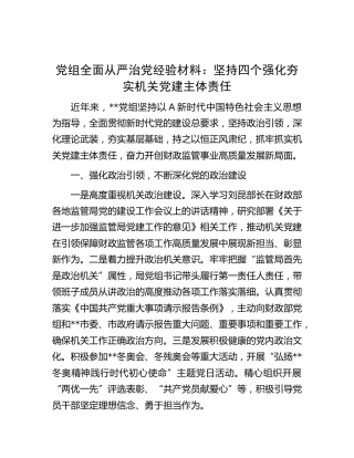 全面从严治党经验材料1500字