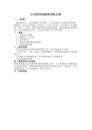 公司财务部绩效考核方案