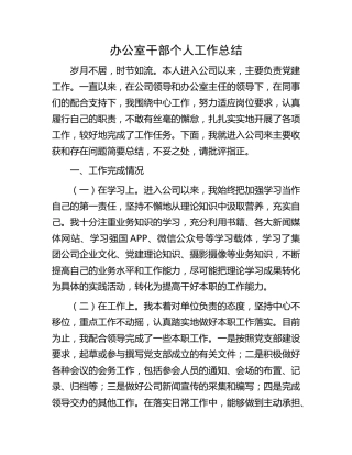 公司办公室个人工作总结