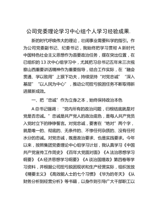 公司中心组个人学习经验成果介绍
