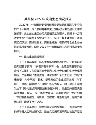 公司2022年政治生态情况总结报告2800字