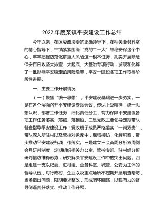 2022年度乡镇平安建设工作总结