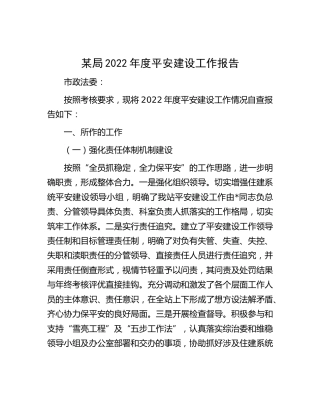 2022年度平安建设工作报告3900字