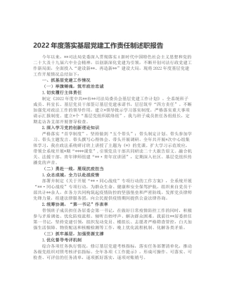 2022年度落实基层党建工作责任制述职报告（司法）
