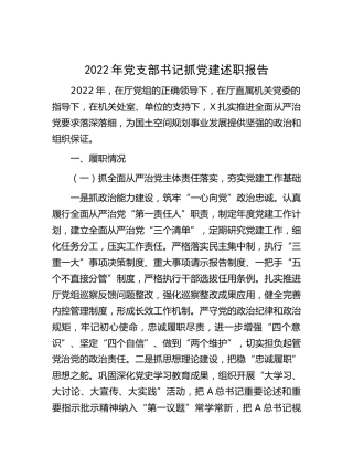 2022年党支部书记抓党建述职报告2700字