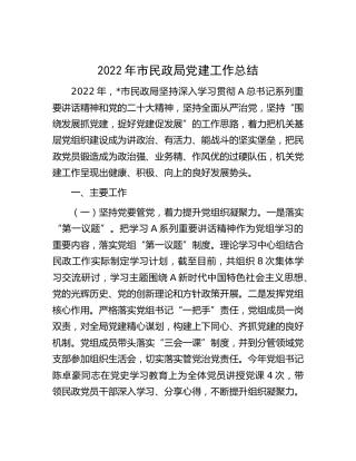 2022年党建工作总结（民政1900字）