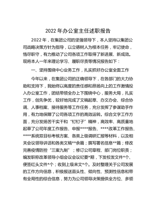 2022年办公室主任述职报告（公司个人总结）