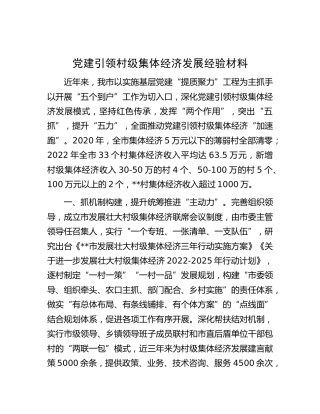 党建引领村级集体经济发展经验材料 (2)