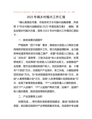 2022年乡镇乡村振兴工作汇报