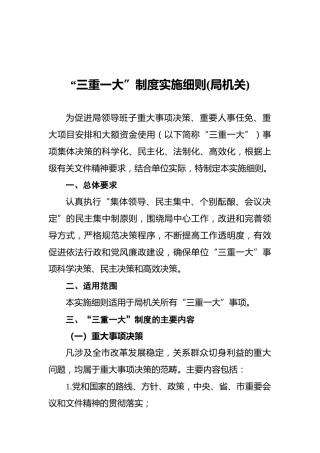 “三重一大”制度实施细则(局机关)