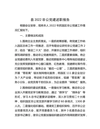 2022年抓非公党建述职报告