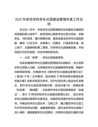 2022年学校学生社团建设管理年度工作总结