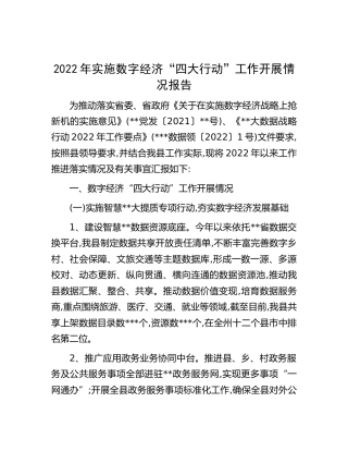 2022年实施数字经济“四大行动”工作开展总结报告