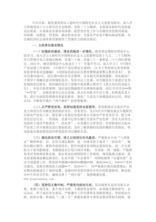 2022年落实全面从严治党主体责任情况报告（乡镇2500字）