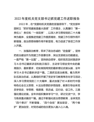 2022年党支部书记抓党建工作述职报告2700字
