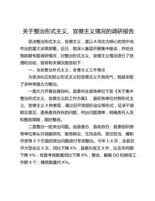 整治形式主义和官僚主义情况的调研报告1