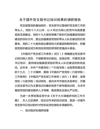 提升党支部书记培训效果的调研报告