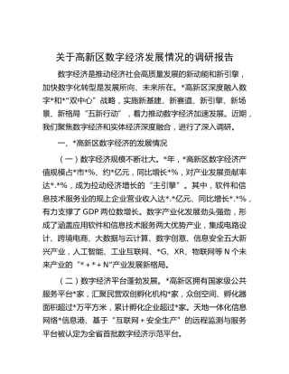 高新区数字经济发展情况的调研报告