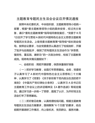 2023年主题教育专题民主生活会会议召开情况总结通报2800字