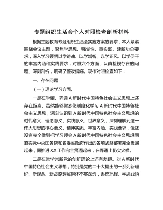 主题教育专题组织生活会个人对照检查4200字 (2)