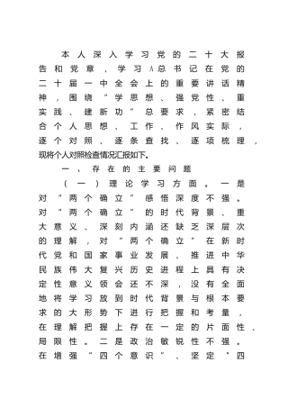 乡镇镇长主题教育专题民主生活会个人对照检查3600字