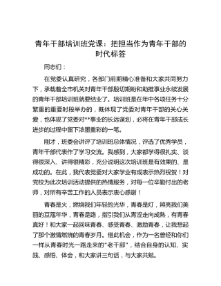 青年干部培训班党课：把担当作为青年干部的时代标签