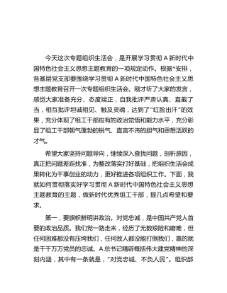 组织部党支部主题教育专题组织生活会上的讲话2200字