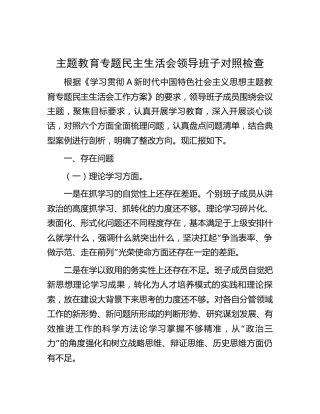 主题教育专题民主生活会领导班子对照检查4800字