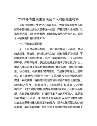 主题教育专题民主生活会个人对照检查3500字
