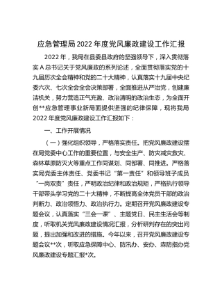 应急管理局2022年度党风廉政建设工作总结汇报