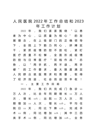 医院2022年工作总结5000字
