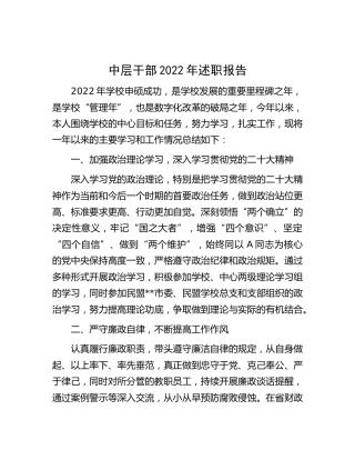 学校中层干部2022年述职报告