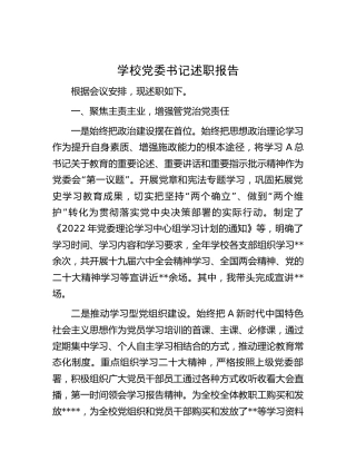 学校党委书记述职报告2900字