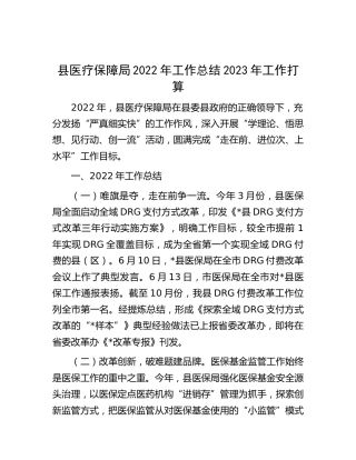县医保局2022年工作总结2023年工作打算