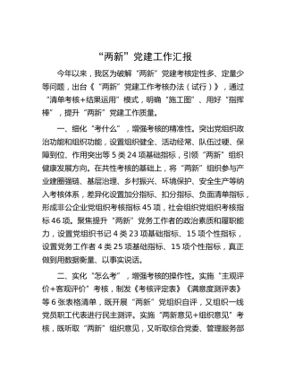 县区“两新”党建工作经验汇报