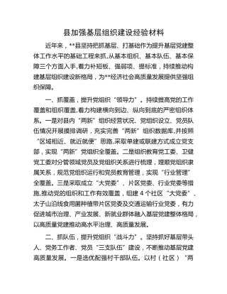 县加强基层组织建设经验材料