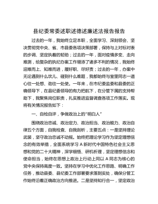 县纪委常委述职述德述廉述法报告