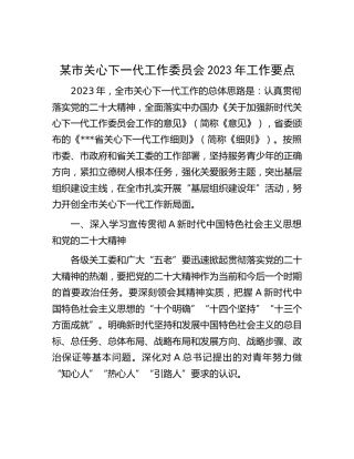 市关工委2023年工作要点