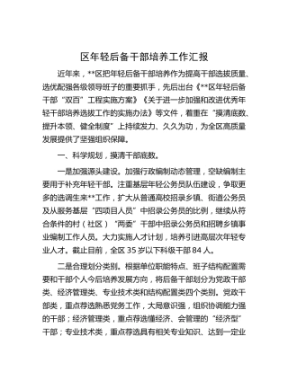 区年轻后备干部培养工作汇报
