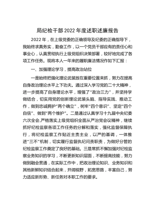 局纪检干部2022年度述职述廉报告2500字
