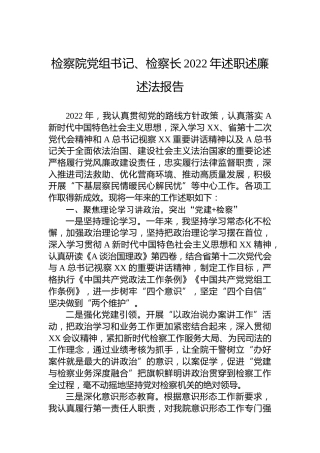 检察长2022年述职述廉述法报告3000字