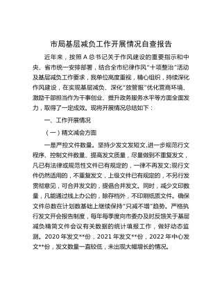 基层减负工作开展情况自查报告