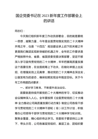 国企公司2023新年度工作部署会上的讲话