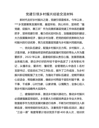 党建引领乡村振兴经验材料（3）
