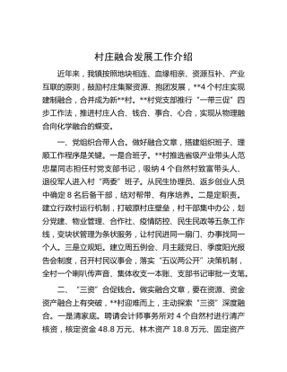 村庄融合发展工作介绍（乡镇）