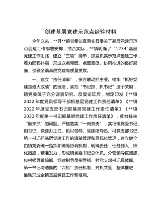 创建基层党建示范点经验材料